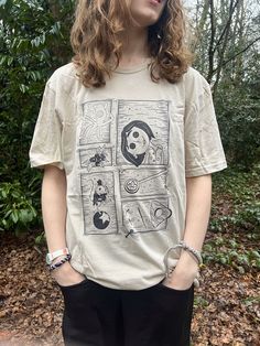 ✨ Super soft and cozy, hand made tee's using a DTG method, created with water based/vegan friendly inks, creating a unique printed piece from my original lino print designs:) Each purchase is made to order to keep things eco-friendly and so specially made for you! ✨ All orders are shipped out 3-5 working days after being made to order and shipped in plastic free packaging  ✨ Free delivery for orders within the UK and international shipping available too. ✨ UK based small art business ✨ A range o Cotton T-shirt With Custom Artwork In Relaxed Fit, Cotton T-shirt With Custom Artwork And Relaxed Fit, Relaxed Fit Cotton Tops With Custom Artwork, Casual Crew Neck Hand Printed T-shirt, Casual Hand Printed Crew Neck T-shirt, Hand-printed Organic Cotton Crew Neck T-shirt, Hand Printed Organic Cotton Crew Neck T-shirt, Organic Cotton Hand Printed Crew Neck T-shirt, Unisex Hand Printed Cotton T-shirt