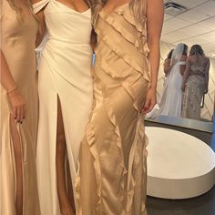 Wore Once For A Wedding. Size M. Romance Ruffle Dress From Show Me Your Mumu In The Color Champagne Luxe Satin. 18th Birthday Dress, Mumu Dress, Color Champagne, Satin Color, Birthday Dress, Show Me Your Mumu, 18th Birthday, Show Me Your, Dress Ideas