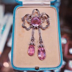 19th Century Pink Topaz Edwardian Jewelry, Diamond Bows, Bow Brooch, Topaz Jewelry, Gold Brooch, Antique Brooches, Bow Jewelry