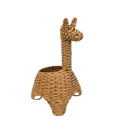 a giraffe shaped planter made out of wicker