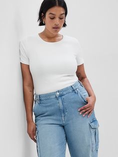 Modern T-Shirt Bodysuit | Gap Trendy Stretch Short Sleeve Bodysuit, Trendy Stretch Crew Neck Short Sleeve Bodysuit, Casual Cotton Short Sleeve Bodysuit, Casual Short Sleeve Summer Bodysuit, Casual Short Sleeve Bodysuit For Everyday Wear, Summer Short Sleeve Bodysuit For Everyday, Casual Cotton Short Sleeve Crew Neck Bodysuit, Casual Everyday Bodysuit, Trendy Stretch Bodysuit For Everyday