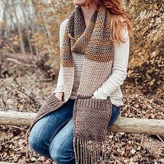 Ravelry: Parker Pocket Scarf pattern by Deni Sharpe Winter Items, Pocket Scarf, Pocket Scarves, Crocheted Items, Chic Scarves, Crochet Winter, Cozy Scarf, Shawl Patterns, Scarf Crochet Pattern