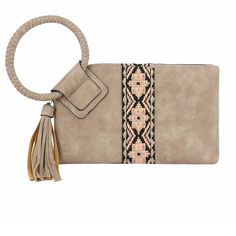 Aztec Tapestry Wristlet Clutch Bag Stone Tan Size: 10.5" * 1" * 6.1" Handle Drop 5.5" Zip Top Closure 100% Vegan: Stone Tan Color Aztec Tapestry Accent Beige Rectangular Clutch With Wrist Strap, Beige Rectangular Wristlet With Wrist Strap, Adjustable Beige Rectangular Wristlet, Navy Clutch, Michael Kors Clutch, Suede Clutch, Maroon Leather, Canvas Clutch, Bridal Clutch