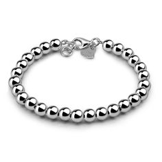 PRICES MAY VARY. Wrap your wrist with this elegant sterling silver beaded chain bracelet. Made with Italian artisan techniques, each bead is individually strung by hand, creating a timeless classic that remains a classic to this day. Sophisticated and bold, this bracelet instantly elevates a casual or sophisticated outfit, allowing you to effortlessly style from morning to night. Wear it alone for a stunning look, or layer it with other bracelets for a cool fashion statement. The material is han Sterling Silver Bead Necklace, Ball Chain Bracelet, Beaded Chain Bracelet, Silver Bracelet Stack, Rose Gold Party, Sterling Silver Bead Bracelet, 925 Silver Bracelet, Silver Bead Bracelet, Stylish Bracelet