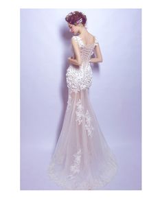 Buy Informal Sexy Sheer Wedding Party Dress With Romantic Flowers at wholesale price online. Free shipping and pro custom service since 2009. Pink Fitted Floor-length Wedding Dress, Lace Mermaid Dress For Wedding And Prom Season, Fitted Tulle Wedding Dress For Banquet, Backless Mermaid Wedding Dress For Prom Season, Fitted Pink Lace Wedding Dress, Lace Mermaid Dress For Wedding Floor-length, Fitted Tulle Wedding Dress With Sweep Train, Lace Floor-length Mermaid Dress For Wedding, Lace Mermaid Wedding Dress Floor-length