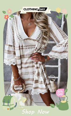 An Exotic Escape Lace Mini Dress Style Upgrade, Dresses By Length, Color Pick, Lace Mini Dress, Women's Fashion Dresses, Neck T Shirt, Fitness Fashion, Casual Wear, Types Of Sleeves