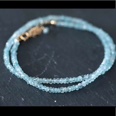 Aquamarine: Truth, Expression, Confidence, Communication D E T A I L S Handmade In Usa Aquamarine 3.5mm Faceted Cut 14k Gold Filled Extender And Beads (Perfect Fit!) Gemstones Are 100% Genuine L E N G T H Fits 16"+ 2” Inches Extender Chain March Birthstone Aquamarine Properties: Cooling, Soothing, Enhancement Of Clear Communication Chakras: Throat (5th), Heart (4th) Element: Water Physical: Helps With Sore Throat And Throat Conditions, Inflammatory Illnesses Emotional: Good For Calming Anger, Re Sapphire Rondelle Gemstone Jewelry, Sapphire Rondelle Jewelry Gift, Sapphire Rondelle Jewelry For Gift, Dainty Blue Rondelle Jewelry, Elegant Hand-strung Aquamarine Jewelry, Single Strand Aquamarine Jewelry Gift, Aquamarine Rondelle Jewelry As A Gift, Aquamarine Rondelle Jewelry For Gift, Aquamarine Rondelle Jewelry Gift