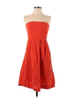 J.Crew Cocktail Dress Size: 4 Orange Dresses - used. 100% Cotton, DropWaist, Strapless, Solid, Short, Strapless | J.Crew Cocktail Dress - DropWaist: Orange Solid Dresses - Used - Size 4 Solid Color Strapless Lined Dress, Solid Strapless Lined Dress, Strapless Solid Lined Dress, Casual Solid Strapless Dress, Casual Strapless Lined Dress, Casual Lined Strapless Dress, Casual Strapless Daywear Dress, Casual Strapless Dress For Daywear, Drop Waist