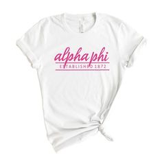 a white t - shirt with the word ahha'o printed in pink on it