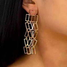 Bohemia Design Geometric Rectangular Dangle Drop Earrings *3.1 Inches *0.8 Width Rectangular Metal Jewelry For Parties, Chic Rectangular Metal Jewelry, Trendy Rectangular Metal Earrings, Rectangular Metal Earrings For Party, Modern Rectangular Earrings For Party, Rectangular Metal Party Earrings, Modern Rectangular Party Earrings, Rectangular Metal Hoop Earrings, Rectangular Hoop Earrings For Party