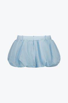 A playful vintage-inspired mini suit skirt, crafted in a bubble silhouette. Uniquely formed with silk-loomed taffeta, which reflects a chic, iridescent sheen. Featuring a mini length, belt loops, mock fly closure and zip at back. Azul is a luminous light blue shade. MADE IN AUSTRALIA. Fabric- 100% Poly-Taffeta Care: Cold hand wash inside out ONLY; lay out flat to dry. Do not: tumble dry, machine wash, spin, wring, bleach, steam, iron. Please follow the SIZE GUIDE here. True to size - we recommen Mini Suit, Mini Suits, Balloon Skirt, Unique Skirts, Puffy Skirt, Blue Puffer, Bubble Skirt, Tumblr Fashion, Steam Iron