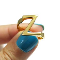 Initial Ring, Custom Initial Ring, Gold Letter Ring, Z Ring, Personalized Ring, Unisex Initial Ring, Initial Ring Gold, Z Ring, Alphabet Ring, Ring Initial, Gold Initial Ring, Gold Pinky Ring, Turquoise Gold Ring, Mom Ring, Initial Gifts