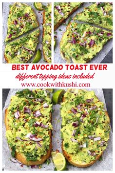 the best avocado toast ever is cut in half and ready to be eaten