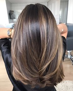 Straight Brown Medium Length Hair, Medium Length Haircut With Layers Blonde Highlights, Shoulder Length Highlighted Hair, Brown Glaze Hair, Hair Cuts Medium, Hair Spring, Hairstyle Color, Inspo Hair