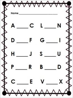 an alphabet worksheet with the letters and numbers in black and white, on top of