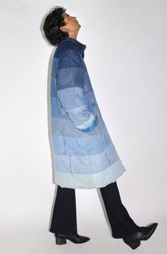 THE LONG GRADIENT DENIM PUFFER - Men's Coats - DENIMCRATIC Blue Recycled Denim Patchwork Outerwear, Blue Recycled Denim Outerwear With Patchwork, Blue Patchwork Outerwear In Recycled Denim, Winter Patchwork Denim Jacket In Recycled Denim, Denim Blue Patchwork Outerwear In Recycled Denim, Denim Blue Patchwork Outerwear From Recycled Denim, Patchwork Denim Blue Outerwear In Recycled Denim, Patchwork Recycled Denim Outerwear In Denim Blue, Fitted Recycled Denim Outerwear With Patchwork