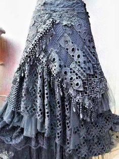 Elegant Lace Asymmetrical Skirt Women Vintage Y2K Boho High Waist Hollow Mesh Patchwork Layered Maxi Vetement Hippie Chic, Återvinna Jeans, Ropa Shabby Chic, Look Hippie Chic, Rok Tutu, Skirt Diy, Shabby Chic Clothes, Estilo Hippie, Y2k Boho