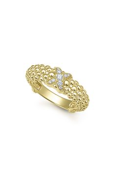 A pavé diamond X marks the spot on this signature Caviar beaded ring of 18-karat gold. Total diamond weight: 0.10ct. Color: G–H Clarity: SI 18k gold/diamond Imported >Diamond Guide X Marks The Spot, Beaded Ring, Pave Diamond Ring, Diamond Guide, Jewellery Design, Gold Diamond Rings, Beaded Rings, The Spot, G H