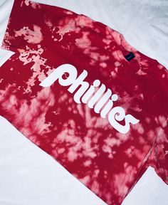 Red bleach dye (tie dye) Phillies tee shirt Casual Hand Dyed Red T-shirt, Casual Red Hand Dyed T-shirt, Casual Red Hand-dyed T-shirt, Red Hand Dyed Short Sleeve T-shirt, Streetwear Washed Tie-dye T-shirt, Hand Dyed Tie-dye Graphic Tee, Spring Tie-dye Washed T-shirt, Cotton Tie-dye Pre-washed T-shirt, Bleach Dye