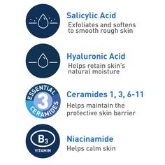 FSA / HSA Eligible Developed with dermatologists, CeraVe Renewing Salicylic Acid Cleanser exfoliates and detoxifies to remove dirt and oil while softening and smoothing skin. The cleanser contains no harsh beads or grains and is gentle on skin. Formulated for acne prone, oily skin and even those with psoriasis This exfoliating face wash contains salicylic acid (SA), that is a beta hydroxy acid (BHA), an effective exfoliator that removes dead skin cells and promotes radiance Dispenses as a clear Cerave Renewing Sa Cleanser, Rough And Bumpy Skin, Oil Face Cleanser, Salicylic Acid Cleanser, Exfoliating Face Wash, Exfoliating Face, Bumpy Skin, Foaming Face Wash, Body Sunscreen