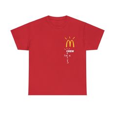 Get your hands on the hottest collaboration of the season with this Travis Scott x McDonald's crew t-shirt! Available in all sizes and colors, this t-shirt is a must-have for any hypebeast. Show off your love for Travis Scott and the Golden Arches with this limited edition merch. #TravisScott #CactusJack #McDonalds #LimitedEdition #TokyoArchive 🍟🔥👕 Red Crew Neck T-shirt With Graphic Print, Cactus Jack Mcdonalds, Mcdonalds Shirt, Travis Scott Cactus Jack, Cactus Jack, Style Rock, Tshirt Fashion, Collar Neck, Travis Scott