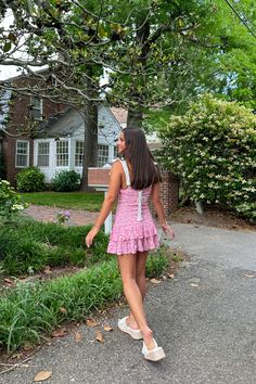 Pink, floral mini dress with layered ruffles, u-neck, tie straps, and open back S: 100% Rayon Model details: Wearing: S Height: 5’1 Waist: 24 Bust: 32B Back by popular demand! Want to be notified when this item is back in stock? Click here Tiered Mini Dress With Tie Back For Day Out, Tiered Tie Back Mini Dress For Day Out, Spring Mini Dress With Tie Back And Ruffled Straps, Cute Mini Dress With Tie Straps For Day Out, Cute Mini Dress With Ruffled Tie Straps, Cute Mini Dress With Tie And Ruffled Straps, Ruffled Tie Straps Mini Dress For Garden Party, Cute Mini Dress With Ruffled Straps For Day Out, Flirty Square Neck Sundress For Day Out