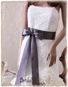 Not quite black, and not quite gray. If you're having a Gothic wedding, this silvery pewter satin sash would go well with a red, white or even black dress. #gothicwedding #graywedding #blackwedding #weddingsash #viogemini - www.viogemini.com Satin Wedding Sash, Fitted Bridal Belt With Ribbon For Wedding, Elegant Bridal Belt With Satin Bow For Wedding, Silver Sashes For Bridal Party Accessories, Wedding Dress Black Sash, Wedding Satin Tie Back Sash, Silver Bridal Belt With Sashes For Party, White Ribbon Sash For Bridesmaid, Fitted Ribbon Sash For Wedding