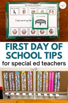 the first day of school tips for special ed teachers with pictures and text overlay