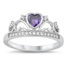 CHOOSE YOUR COLOR Simulated Amethyst Heart Crown Queen Ring .925 Solid Sterling Silver Band Purple Cubic Zirconia Female Size 6 All our silver jewelry is crafted from .925 silver also commonly referred to as sterling silver. Sterling silver is the standard for beautiful high-quality silver jewelry and can not be replicated by lower priced silver plated jewelry. It is 92.5% pure silver, mixed with alloys to add strength and durability to stand the test of time. We promise superior service which i Purple Heart Cut Sterling Silver Jewelry, Purple Heart-shaped Promise Jewelry, Purple Heart Ring With Accent Stones For Anniversary, Purple Heart Ring For Anniversary On Valentine's Day, Valentine's Day Silver Amethyst Ring In Sterling Silver, Anniversary Purple Heart Ring With Accent Stones, Sterling Silver Amethyst Ring For Valentine's Anniversary, Silver Sterling Silver Amethyst Ring For Valentine's Day, Purple Heart Cut Sterling Silver Ring