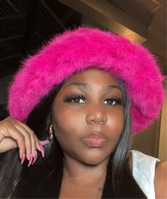 Hot pink Fur bucket hat Pink Winter Bucket Hat, Pink Wide Brim Mini Hat For Winter, Pink Winter Bucket Mini Hat, Trendy Mini Bucket Hat For Winter, Trendy Winter Mini Bucket Hat, Pink Brimmed Bucket Hat For Winter, Pink Brimmed Cloche Hat, Trendy Pink Brimmed Bucket Hat, Trendy Pink Bucket Hat With Curved Brim