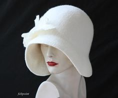 White Felt Hat, Fishers Hat, 1920s Hat, Miss Fisher, Felted Hats, Historical Hats, Australian Summer, Gatsby Hat, Classy Hats