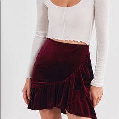 Maroon Velvet Tennis Skirt From Uo Nwot Perfect Condition. Brand: Ecote Not The Exact One From The Picture Short Velvet Skirt, Maroon Skirt, Urban Outfitters Skirt, Velvet Skirt, Tennis Skirt, The Picture, Urban Outfitters, Wicked, Womens Skirt