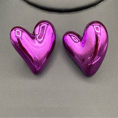 Cute Shiny Earrings That Look Like Foil Balloons In A Deep Purple Color And Witches Heart Shape. Brand New Perfect Gift, Festival, Party Outfit Accessory! Stocking Stuffer Or Best Friend Present Bundle With Other Items To Save Significantly On Shipping And To Initiate Other Discounts! Closet Brands Include: Aritzia, Vintage - Modern Jewelry, Lululemon, Ralph Lauren New To Poshmark? Score An Extra $15 Posh Credit Towards Your First Purchase When You Sign Up With The Code - Breacd Purple Heart Earrings For Valentine's Day, Trendy Purple Heart Earrings, Festival Party Outfit, Friend Present, Vintage Modern Jewelry, Shiny Earrings, Purple Lipstick, Deep Purple Color, Purple Earrings