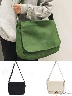 BirdinBag - Stylish & Spacious Shoulder Messenger Bag for Women, Girls & Men - Ideal Student Book Bag Ideal Student, Green Messenger Bag, Student Book, Book Bag, Shoulder Messenger Bag, Green Pattern, Save The Planet, Bag For Women, Green Bag