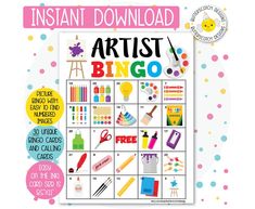 the instant art printable game for kids to play with their own artwork and crafts