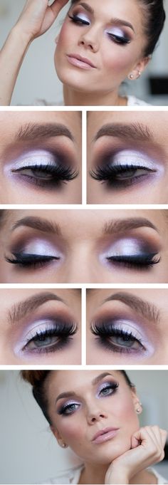 Inspiração make (by Linda Hallberg)! Smokey Purple Eye Makeup, Smokey Purple Eye, Eye Makeup Wedding, Makeup Light, Light Ideas