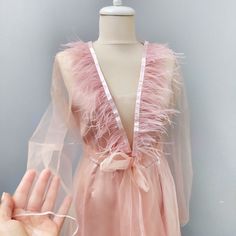 Bridal Tulle Robe Long Night Gown Sleep Dress Powder Pink - Etsy Feminine Pink Organza Gown, Feminine Satin Nightgown For Party, Elegant Pink Evening Sleepwear, Elegant Pink Sheer Gown, Pink Satin Long Sleeve Gown, Pink Long Sleeve Satin Gown, Spring Party Satin Kimono, Summer Pink Tulle Gown, Pink Long-sleeved Satin Gown