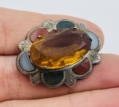 Antique Scottish Victorian Sterling Silver Citrine Bloodstone Agate Pin | eBay Antique Gold Citrine Jewelry, Luxury Antique Citrine Jewelry, Antique Silver Citrine Jewelry, Orange Citrine Vintage Jewelry, Luxury Victorian Gemstone Brooch, Citrine, Agate, Sterling Silver, Silver