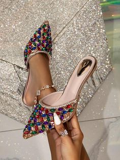 Women's High Heel Pumps | SHEIN USA Luxurious Heels, Bedazzled Heels, Beaded Heels, Jeweled Heels, Statement Shoes, Cute Shoes Heels, Party Pumps, Embellished Shoes, Crystal Heels