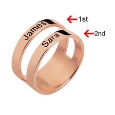 Customized Mother's Engraved Two Names Ring In Rose Gold Latest Gold Ring Designs, Rose Gold Band Ring, Couple Ring Design, Henna Designs Easy, Mother Rings, Name Rings, Yugioh Cards, Gold Ring Designs, Couple Ring