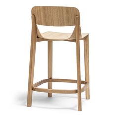 a wooden stool with an armrest and back rest on a white background the chair is made of wood