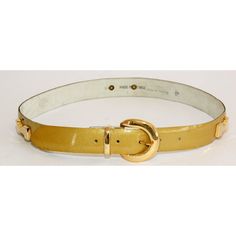 Vintage Patent Gold Leather Belt with H Brass Logo. Gold patent leather, brass buckle. Marked: Size 32 US, 80 EU. No Hallmark. Marked: Made In France. Buckle is : 2 in H x 2 in. W. Leather belt is 1.25 in. wide x 35 in long.  The depth dimension listed is an estimate. Please refer to the dimensions in the description listed above Designer Formal Belts With Brass Hardware, Formal Belts With Brass Hardware, Designer Gold Belts With Brass Hardware, Designer Leather Belt With Brass Hardware, Elegant Gold Belt With Brass Hardware, Leather Belts With Gold-tone Hardware For Evening, Leather Belt With Gold-tone Hardware For Evening, Gold Leather Belts With Gold-tone Logo Plaque, Designer Gold Belt For Evening