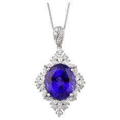 15.43 Carat Tanzanite and Diamond Pendant Necklace in 18 Karat White Gold For Sale at 1stDibs Kilimanjaro Tanzania, Tanzanite Pendant, Mount Kilimanjaro, Tanzanite Jewelry, Gold For Sale, Tanzanite Diamond, Rich Purple, Naha, Diamond Pendant Necklace