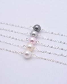 Real Silver Necklace, Bridesmaid Pearl Necklace, Bridesmaid Bracelets, Bridesmaid Pearl Bracelet, Large Pearl Necklace, Floating Pearl Necklace, Silver Bridesmaid, Single Pearl Necklace, Real Pearl Necklace