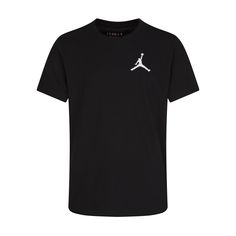 A simple embroidered Jumpman logo for classic style. The Jordan Jumpman Embroidered T-Shirt features a lightweight cotton construction with brand love on the left chest for a timeless athletic look. Regular fit. Ribbed collar stretches while kids move & play. Fabric: 100% cotton. Machine wash. Imported. White Kicks, Jumpman Logo, Kids Moves, Athletic Looks, Embroidered Tee, Nike Tees, Embroidered Tshirt, Short Jacket, Dress With Boots