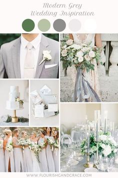 a collage of different wedding colors and details