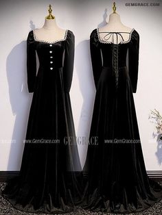 10% off now|Free shipping world-wide. Retro Long Black Velvet Evening Dress with Long Sleeves at GemGrace. Click to learn our pro custom-made service for wedding dress, formal dress. View #PromDresses for more ideas. Long Sleeve Velvet Evening Dress, Velvet Long Sleeve Costume Party Dress, Black Velvet Dress For Formal Winter Occasions, Black Velvet Dress For Winter Formal, Winter Black Velvet Dress For Formal Occasions, Winter Formal Black Velvet Dress, Winter Black Velvet Formal Dress, Fitted Long Sleeve Velvet Dress For Banquet, Black Floor-length Evening Dress For Winter