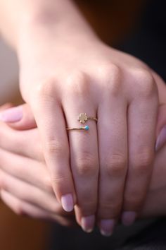 "Gold Clover Ring / Gold Four Leaf Ring / Handmade Good Luck Ring / Stacking Ring / 14k & 18k Gold Clover Ring ❥ ITEM DETAILS ---> Gold Color of Choice : Yellow Gold, Rose Gold, White Gold ---> Material : 14k ( 585 ) or 18k ( 750 ) Real Gold. It is not Gold Filled or Gold Plated ---> Made to order ---> Band Thickness : 1.40 mm ---> Band Width : 1.60 mm ---> Stone: Blue Zircon ---> Ship in 4 - 7 Business Days ❥ PRODUCTION TIME Your order will be handmade in 4 - 7 business Evil Eye Ring Gold, Handmade Evil Eye, Clover Ring, Evil Eye Ring, Rose Gold White, Gold Signet Ring, Gold Engraving, Tiny Diamond, Ring Stacking