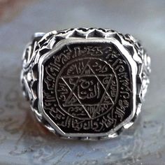 Mens Ring Seal of Solomon Sterling Silver Antique Black Onyx | Etsy Ceremonial Symbolic Black Rings, Spiritual Black Engraved Sterling Silver Ring, Black Engraved Ceremonial Rings, Ceremonial Black Engraved Rings, Black Engraved Rings For Ceremonial Occasions, Symbolic Black Jewelry For Ceremonial Occasions, Symbolic Black Jewelry For Ceremonial Use, Symbolic Black Jewelry For Ceremonies, Symbolic Black Etched Jewelry