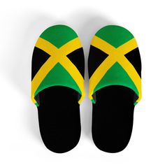 Our favorite Jamaica Flag cozy house slippers are made for weekends and nights in! These closed-toe cozy slippers feature a slip-on design that allows for easy wear while also pairing well with all of your favorite relaxed outfits from shorts and joggers to suit your at-home aesthetic. This soft & cozy style also features an antislip rubber sole for easy indoor & outdoor wear. These shoes are the perfect way to end a long day or the perfect way to start a new one. You decide! Features: * Cotton fabric * EVA outsole * Fits true to size * Closed-toe * Slip-On * Non-Slip / Antiskid * Indoor use * Spot clean Due to the custom nature of this product colors/patterns may vary slightly on the final product.  view more great deals at https://caribeheart.com Green Non-slip Slippers For Leisure, Comfy Slippers For Loungewear, Casual Non-slip Slippers For Loungewear, Non-slip Casual Slippers For Loungewear, Green Casual Indoor Slippers, Casual Lounging Scuff Slippers, Casual Scuff Slippers For Lounging, Comfortable Green Indoor Slippers, Comfy Non-slip Slippers